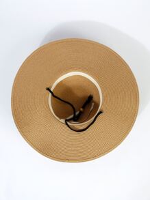 Mũ rơm trang trí dây bện - Màu Khaki - Xem 6