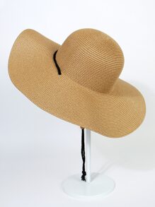 Mũ rơm trang trí dây bện - Màu Khaki - Xem 7
