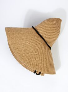 Mũ rơm trang trí dây bện - Màu Khaki - Xem 8