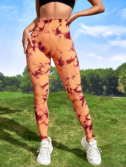 Tie Dye Yoga Leggings Seamless Softness High Stretch Tummy Control Training Tights