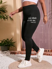 Mulvari Plus Slogan Graphic Leggings - Black - View 3