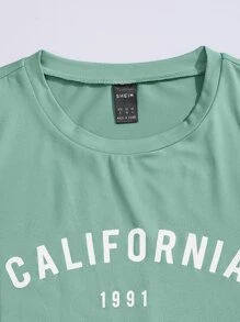 SHEIN Unity Number And Letter Graphic Tee Graphic Tees Women Tops - Mint Green - View 5