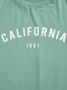 SHEIN Unity Number And Letter Graphic Tee Graphic Tees Women Tops - Mint Green - View 6