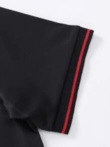 Manfinity Homme Men Deer Print Contrast Trim Polo Shirt - Black - View 3