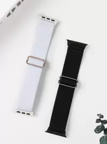2Pcs Set Nylon Sport Loop Band Compatible With Apple Watch Band 38mm 40mm 41mm 42mm 44mm 45mm 46mm 49mm Women Men,Black And White Soft Adjustable Replacement Strap Compatible With IWatch Series 11 10 9 8 7 6 5 4 3 2 1 SE Ultra 2 1 - Black and White - View 2