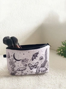 1 Túi Đựng Mỹ Phẩm Phong Cảnh Bướm Màu Xám Cầm Tay Slouchy Túi Vệ Sinh Di Động Túi Trang Điểm Cho Nữ Cô Gái Đựng Đồ Trang Điểm Hộp Đựng Đồ Trang Điểm - Xám - Xem 3