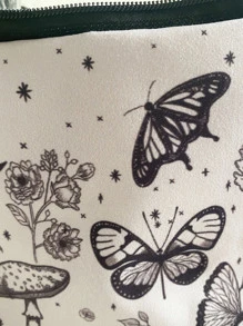 1 Túi Đựng Mỹ Phẩm Phong Cảnh Bướm Màu Xám Cầm Tay Slouchy Túi Vệ Sinh Di Động Túi Trang Điểm Cho Nữ Cô Gái Đựng Đồ Trang Điểm Hộp Đựng Đồ Trang Điểm - Xám - Xem 4