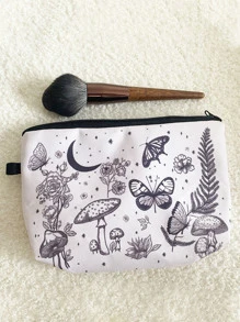 1 Túi Đựng Mỹ Phẩm Phong Cảnh Bướm Màu Xám Cầm Tay Slouchy Túi Vệ Sinh Di Động Túi Trang Điểm Cho Nữ Cô Gái Đựng Đồ Trang Điểm Hộp Đựng Đồ Trang Điểm - Xám - Xem 5