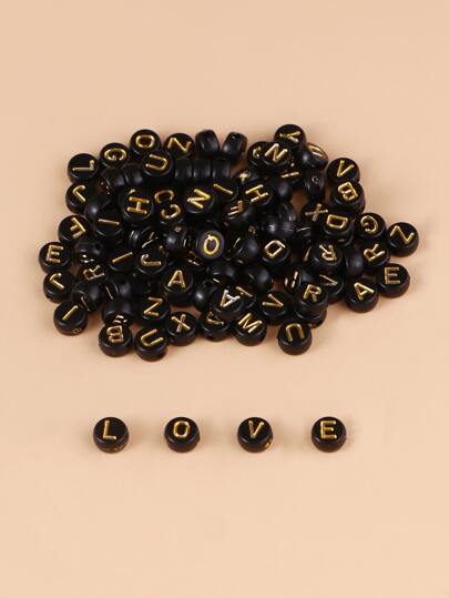 100pcs Random Letter Graphic DIY Bead
