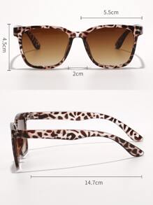 1pair Leopard Print Frame Fashion Glasses For Outdoor Shades Beach Accessories Beach Accessories For Women Glasses Shades Basics Fall Winter Women Outfits Clothes Business Casual Gifts Leopard Color Blocking Boho Vacay Vacay Vibes For Summer Beach Vacation, Outdoor, Travel Leopard Tortoise Shell Bohemia Style Oversized Square Frame For Vacation, Beach, Travel - 彩色 - 查看 5