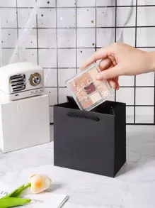 1个/5个/10个白色5.5*5.5英寸带提手纸质礼品袋，简约纯色方形耐用派对礼品袋，适用于购物、单身派对、婚礼、新娘送礼会、派对装饰、生日、伴娘邀请礼物等。 - 黑色 - 查看 3