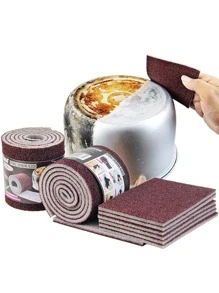 1 pieza Esponja de esmeril para limpiar en la cocina, paño mágico para lavar platos, para cocina, baño, hogar, suministros del hogar - Marrón - Ver 1