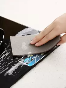 1 pieza Esponja de esmeril para limpiar en la cocina, paño mágico para lavar platos, para cocina, baño, hogar, suministros del hogar - Marrón - Ver 2