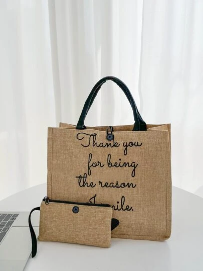 スローガングラフィック パスケース付き エコバッグの画像