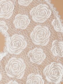 Floral Pattern Guipure Lace Trim Shawl - White - View 2