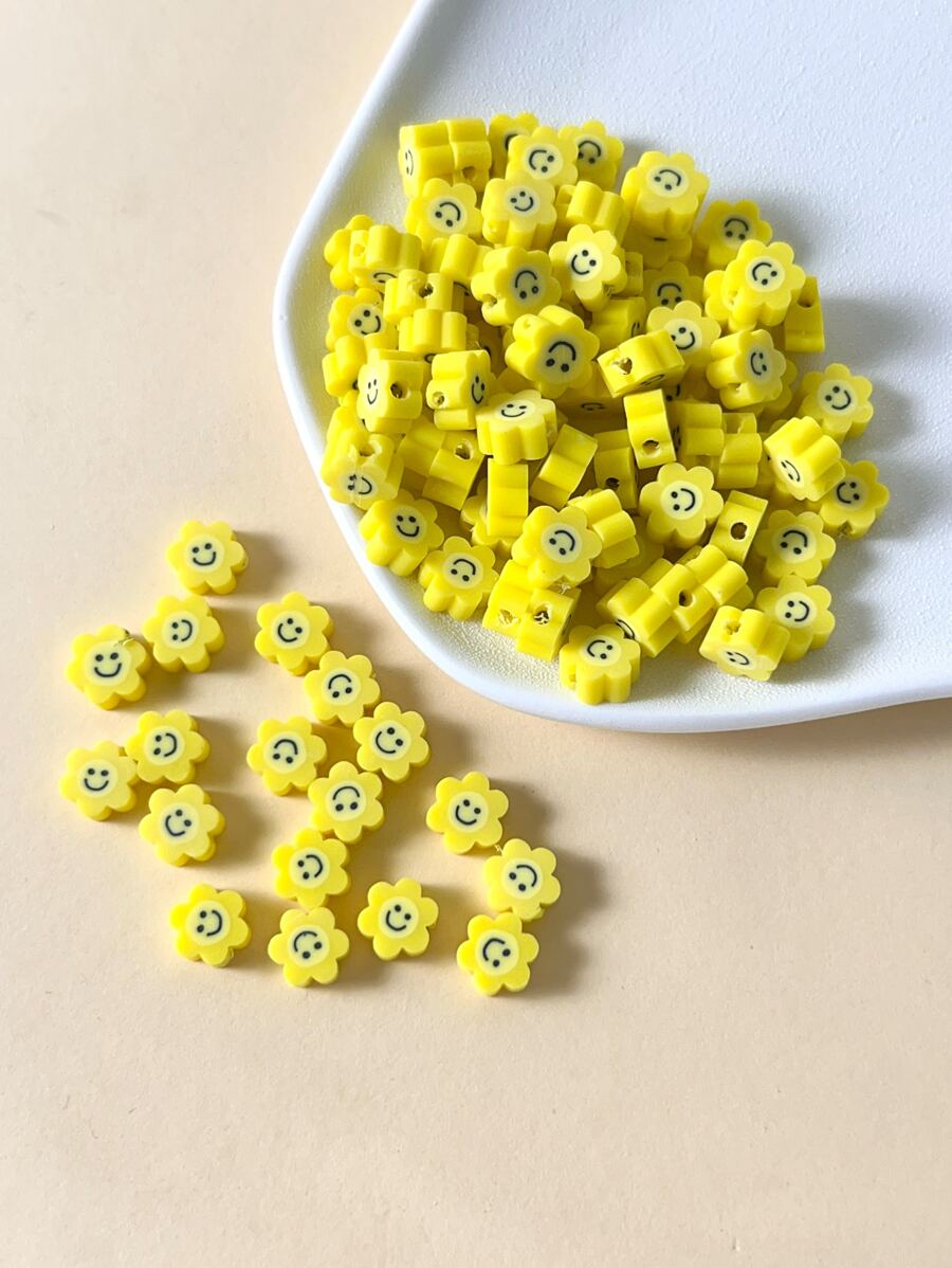 بطباعة تعابير الطين اللين بتصميم زهرة DIY مطرز 100 قطعة
