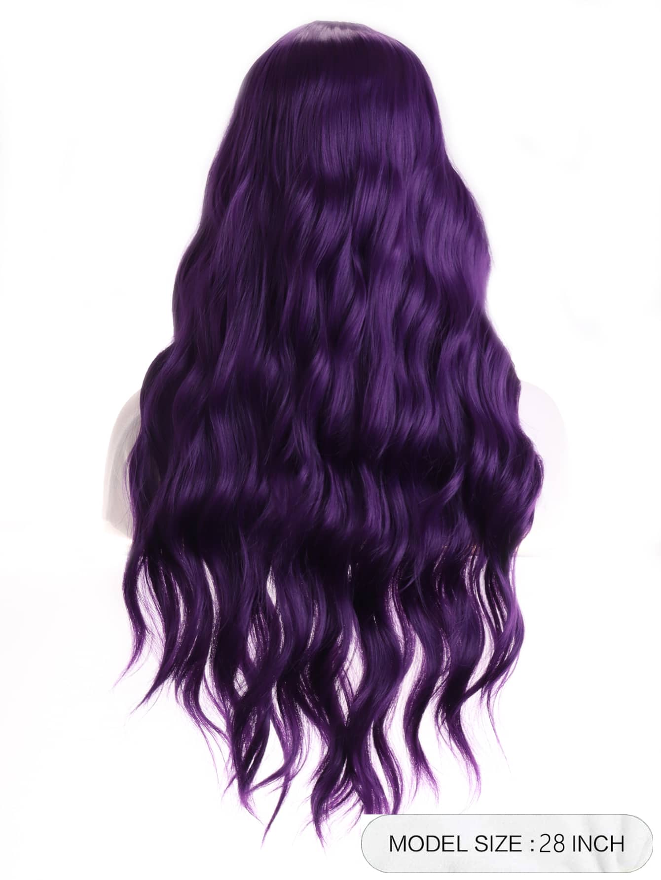 Peluca sintética largo rizado con tupe - Morado - Añade 2