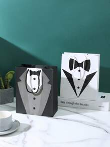 2pcs Tuxedo Pattern Gift Bag - Black and White - View 1