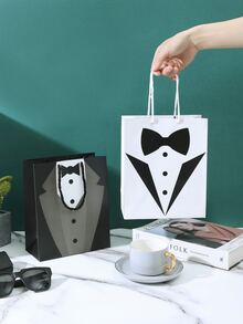 2pcs Tuxedo Pattern Gift Bag - Black and White - View 2