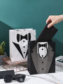 2pcs Tuxedo Pattern Gift Bag - Black and White - View 3