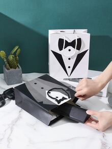 2pcs Tuxedo Pattern Gift Bag - Black and White - View 5