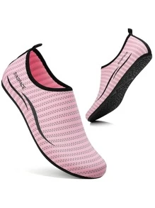 Athletic Elastic Water Shoes Socks With Letter Pattern, Slip-On To Wear, Aqua - Pink - View 4
