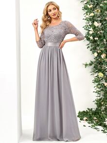 EVERPRETTY Dress Zip Plain Glamor - Grey - View 3