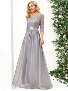 EVERPRETTY Dress Zip Plain Glamor - Grey - View 4