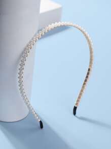 Faux Pearl Decor Headband - White - View 1