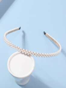 Faux Pearl Decor Headband - White - View 2