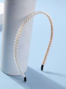 Faux Pearl Decor Headband - White - View 3