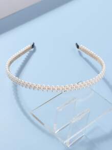 Faux Pearl Decor Headband - White - View 4