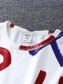 Baby Boy Letter Graphic Tee & Shorts - Black and White - View 3