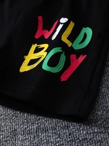 Baby Boy Letter Graphic Tee & Shorts - Black and White - View 4
