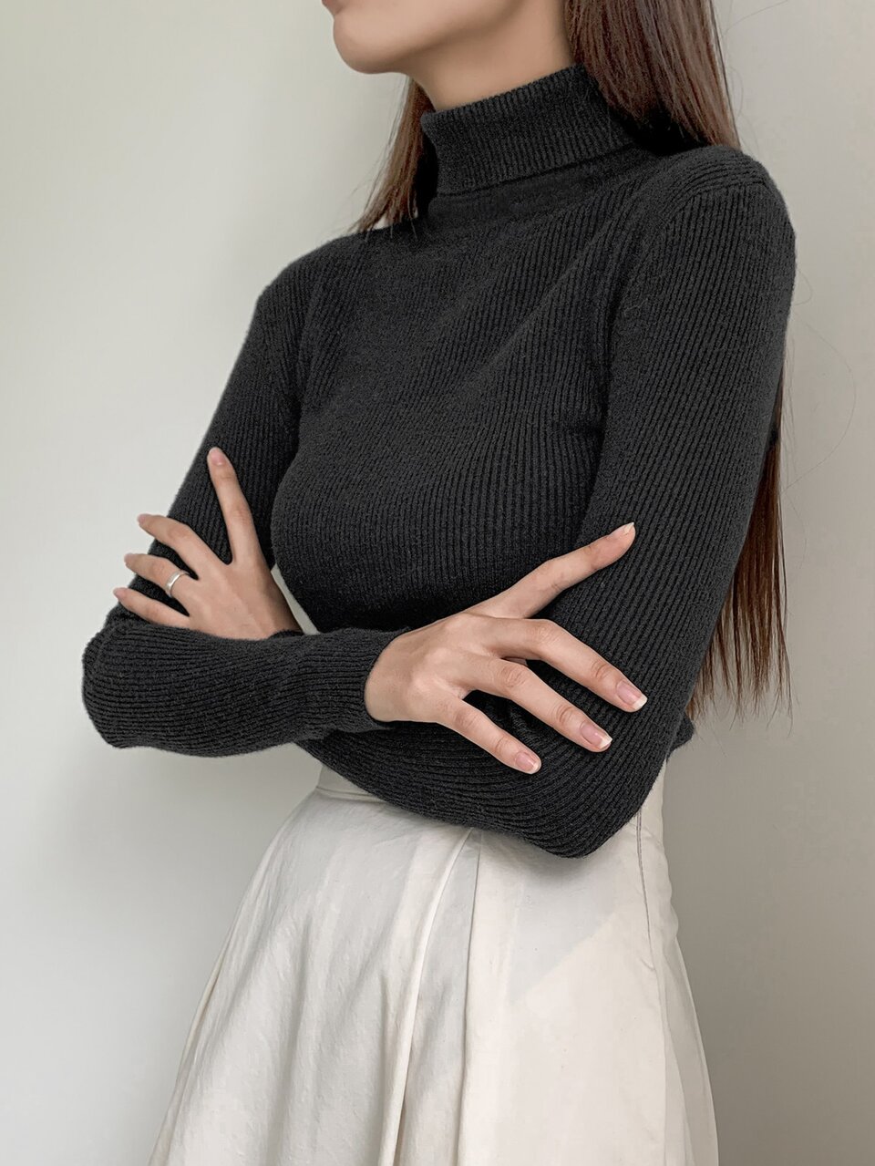 Solid Color High Neck Pullover Sweater, Casual & Business Wear, Autumn/Winter,Long Sleeve Tops,Fall Women Clothes