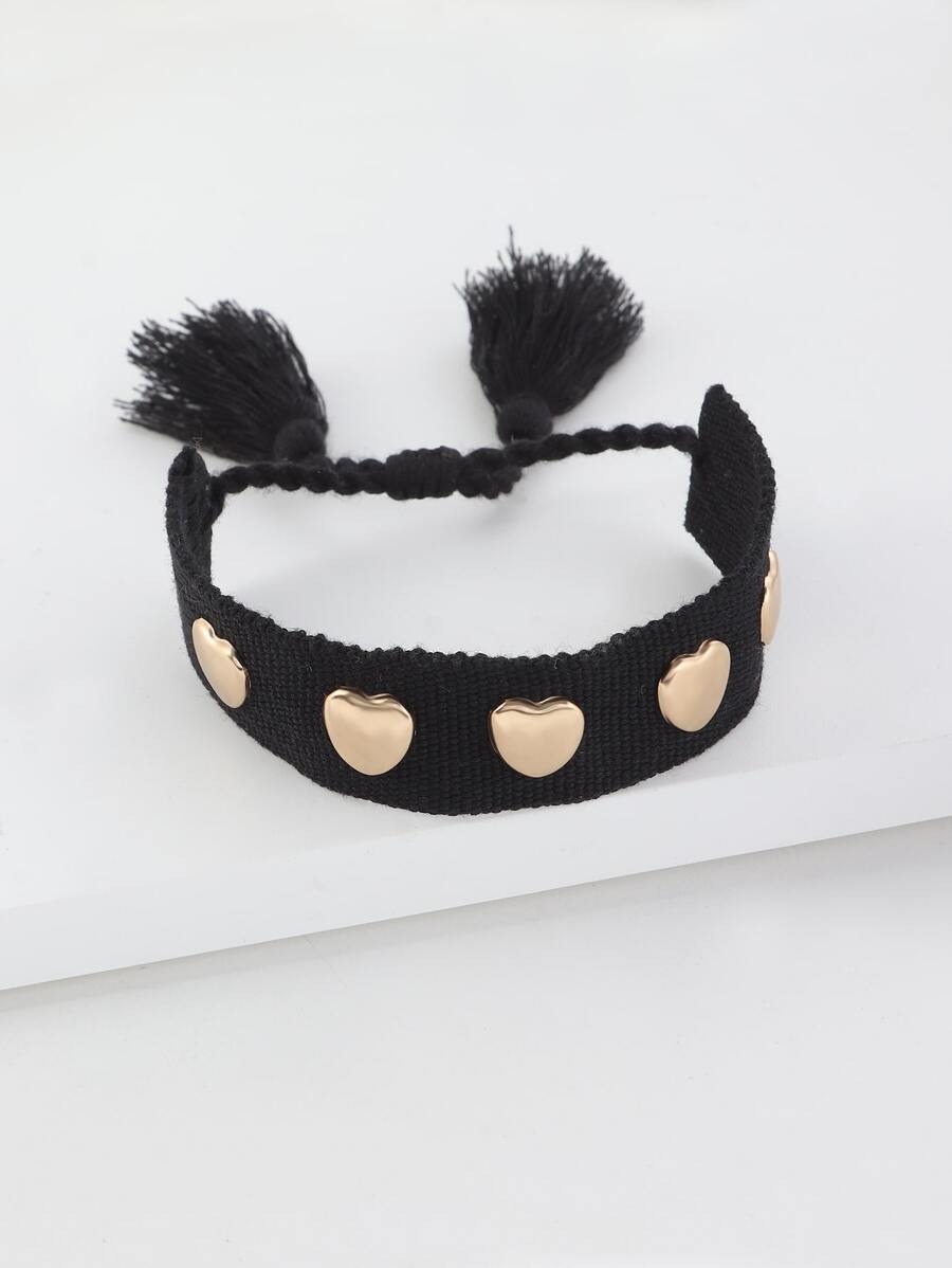 Vòng đeo tay trang trí hình trái tim & tua - Nhiều màu - Xem 1