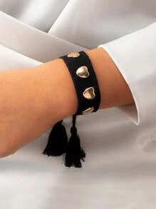 Vòng đeo tay trang trí hình trái tim & tua - Nhiều màu - Xem 2