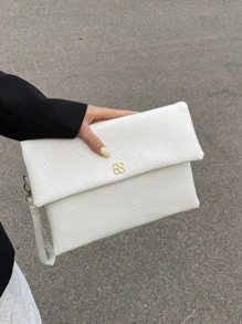 Square Bag Metal Decor Flap Square Bag, For Women, Rookies & White-Collar Workers,For Lady,For Female Lipsticks,For Dinner/Banquet,For Prom,For Wedding,For Party - White - View 4