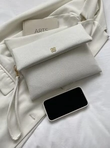 Square Bag Metal Decor Flap Square Bag, For Women, Rookies & White-Collar Workers,For Lady,For Female Lipsticks,For Dinner/Banquet,For Prom,For Wedding,For Party - White - View 5