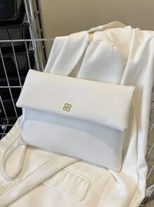 Square Bag Metal Decor Flap Square Bag, For Women, Rookies & White-Collar Workers,For Lady,For Female Lipsticks,For Dinner/Banquet,For Prom,For Wedding,For Party - White - View 6