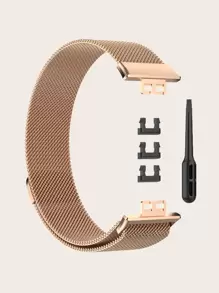 Milanese Watchband Compatible With Huawei Watch Fit - Rose Gold - View 5