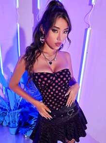 鏤空手帕下擺抹胸上衣 - 彩色 - 查看 5