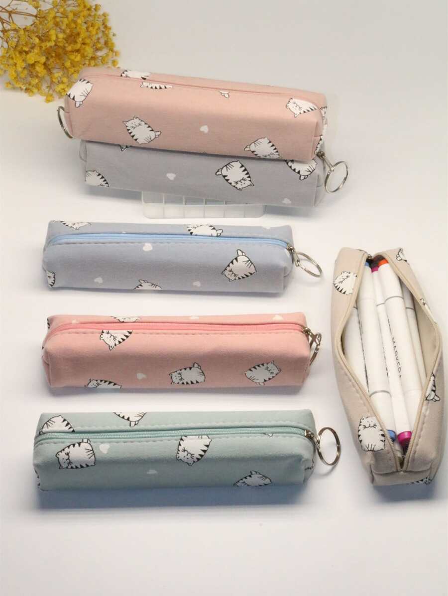 1 件卡通图案随机铅笔盒、返校、学校用品、铅笔袋、书包