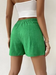 SHEIN Unity High Waist Solid Wide Leg Shorts - Green - View 2