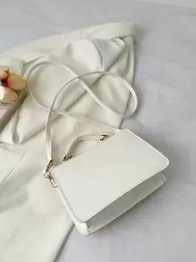 幾何格紋衍縫蝴蝶裝飾翻蓋方包