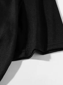 Manfinity Roghcode Men Slogan & Cartoon Face Print Drop Shoulder Tee - Black - View 3