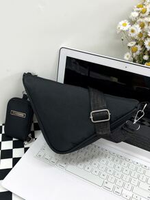 Túi Crossbody Nữ màu trơn Có thể điều chỉnh được Đúng mốt - màu đen - Xem 1