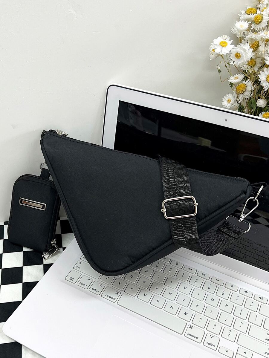 Túi Crossbody Nữ màu trơn Có thể điều chỉnh được Đúng mốt - màu đen - Xem 1
