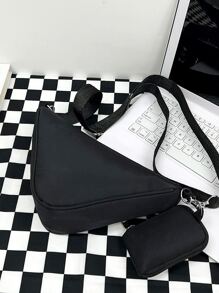 Túi Crossbody Nữ màu trơn Có thể điều chỉnh được Đúng mốt - màu đen - Xem 6