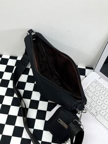 Túi Crossbody Nữ màu trơn Có thể điều chỉnh được Đúng mốt - màu đen - Xem 4